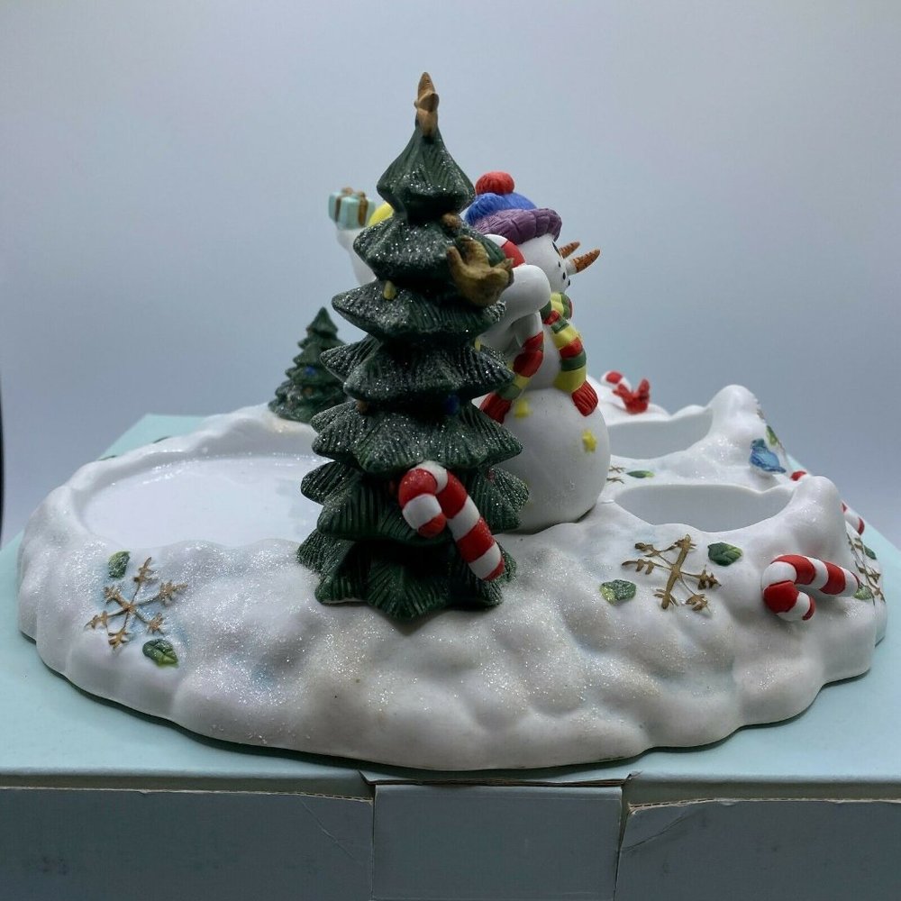 Partylite Snowbell Collection 3 Snowmen Trio Tea Light And Pillar Candle Holder - Picture 8 of 11